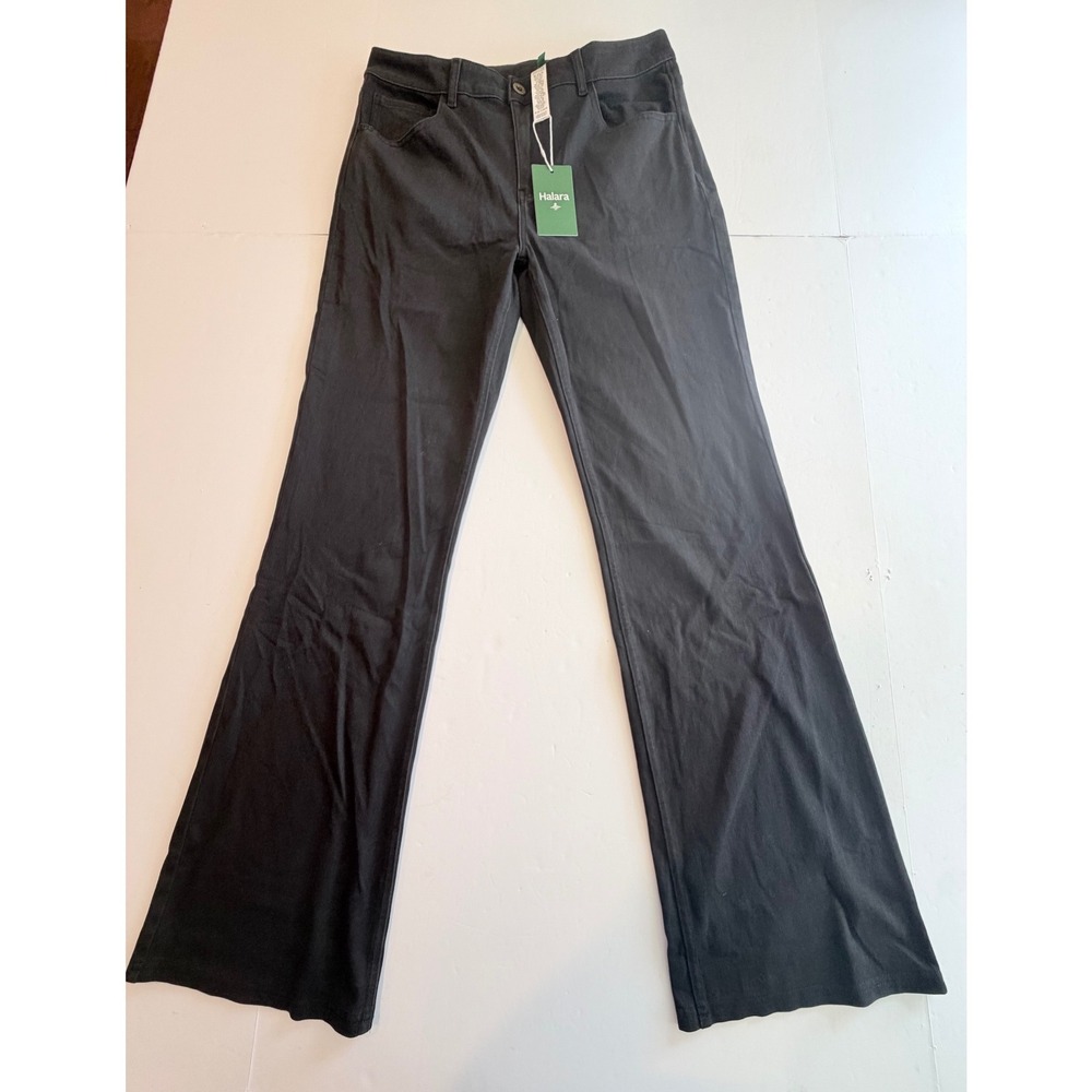 Halara High Waisted Flare Pants Tall Washed Black Denim Look Size L